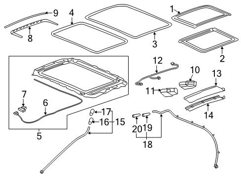 2022 Cadillac XT5 Sunroof Motor Diagram for 85554846