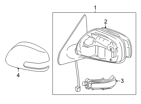 2012 Scion xD Outside Mirrors Mirror Cover Diagram for 87945-12070-A1