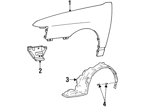 1993 Hyundai Scoupe Fender & Components Front Wheel Guard Assembly, Right Diagram for 86812-23200