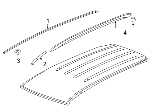 2019 Honda Pilot Exterior Trim - Roof Kit Molding Roof Rail Diagram for 74306-TG7-307