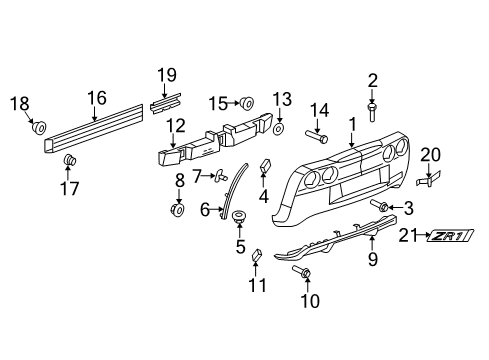 2012 Chevrolet Corvette Rear Bumper Baffle Bolt Diagram for 11514139