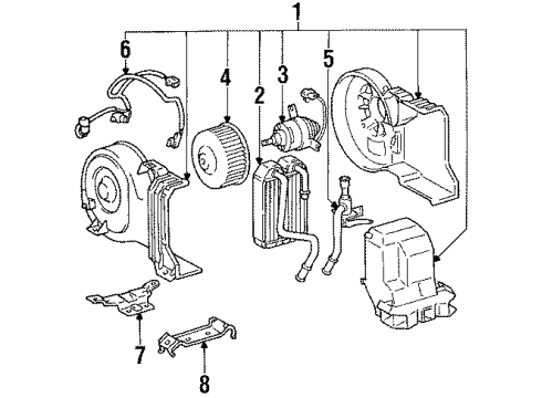 1995 Toyota 4Runner Heater Core & Control Valve Unit Sub-Assy, Heater Radiator Diagram for 87107-89121