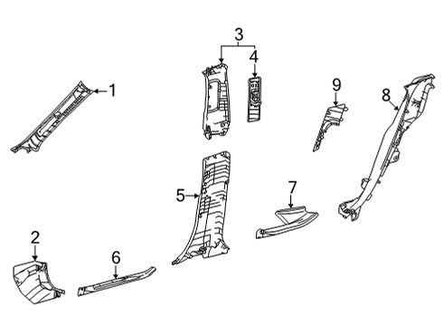 2022 Lexus NX350h Interior Trim - Pillars GARNISH ASSY, FR PIL Diagram for 62210-78020-A0
