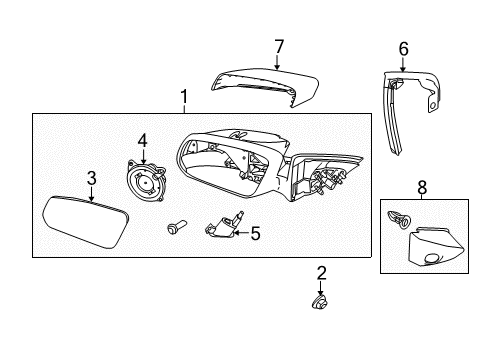 2014 Ford Mustang Mirrors Mirror Glass Diagram for BR3Z-17K707-B