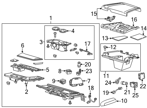 2014 Cadillac CTS Center Console Armrest Diagram for 23206012