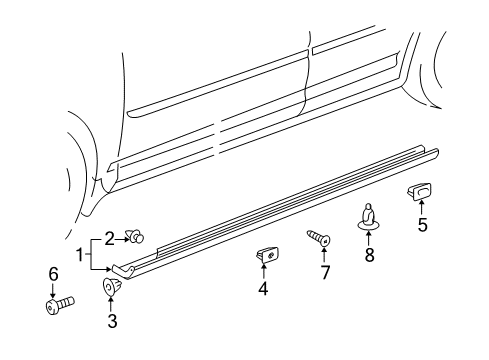 2002 Toyota Avalon Exterior Trim - Pillars, Rocker & Floor Rocker Molding Grommet Diagram for 75398-33020