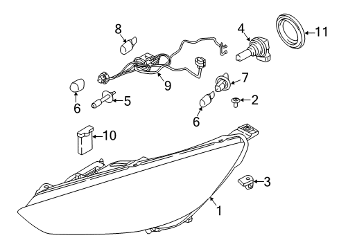 2017 Ford Focus Headlamps Headlamp Assembly Bolt Diagram for -W716890-S442