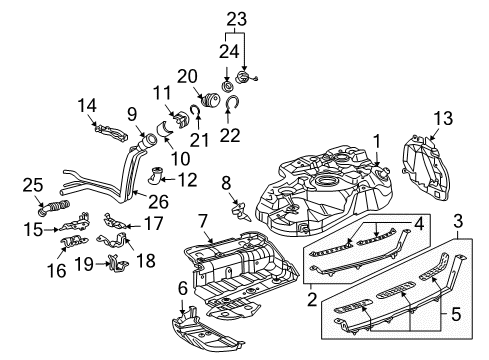 2005 Lexus RX330 Fuel Supply Stabilizer Bar Mount Bracket Diagram for 77273-0E010