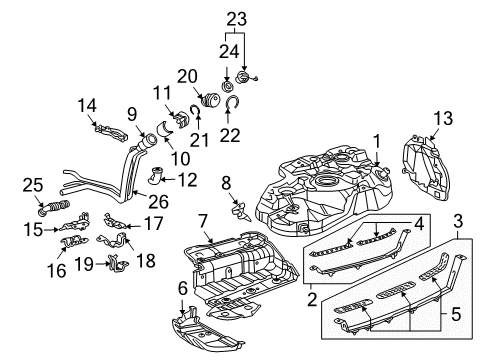 2005 Lexus RX330 Fuel Supply Shield, Fuel Tank Filler Pipe Diagram for 77291-0E010