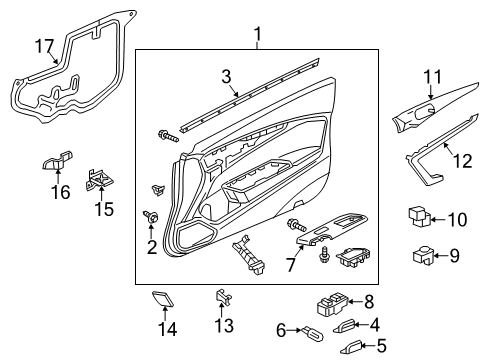 2017 Honda Accord Front Door Regulator, Right Front Diagram for 72210-T2M-T11