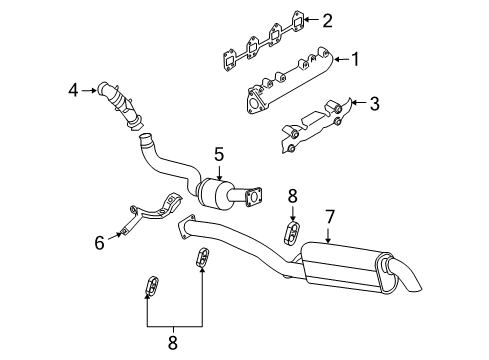 2006 GMC Sierra 3500 Exhaust Components, Exhaust Manifold Muffler Asm-Exhaust (W/ Exhaust & T/Pipe & 3W Diagram for 15798953