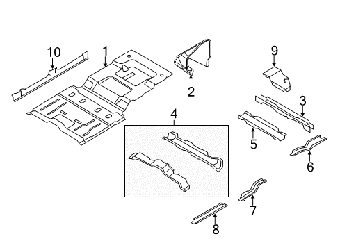 2016 Lincoln Navigator Rear Body Rear Crossmember Diagram for 9L1Z-40101C16-A