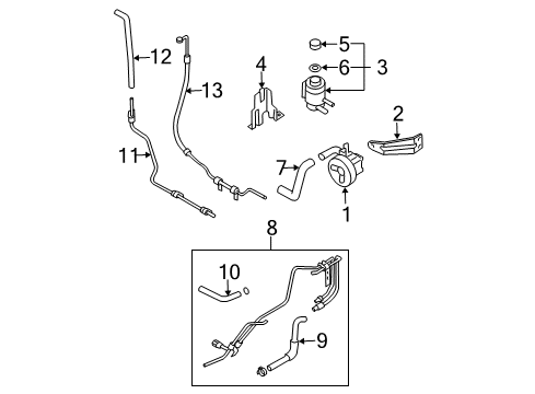 2003 Kia Sorento P/S Pump & Hoses, Steering Gear & Linkage Hose-Return, NO2 Diagram for 575633E050