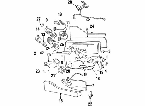 1996 Oldsmobile Aurora Interior Trim - Front Door Plate Asm, Front Side Door Armrest Switch Mount (LH) Diagram for 12537947