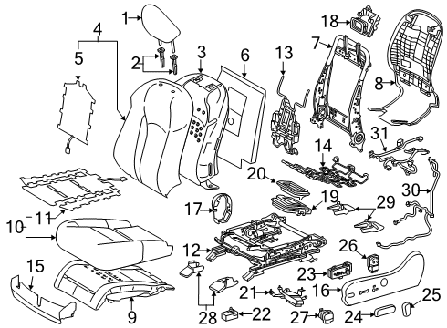 2020 Lexus RX350L Power Seats Cushion Frame Diagram for 71051-47060