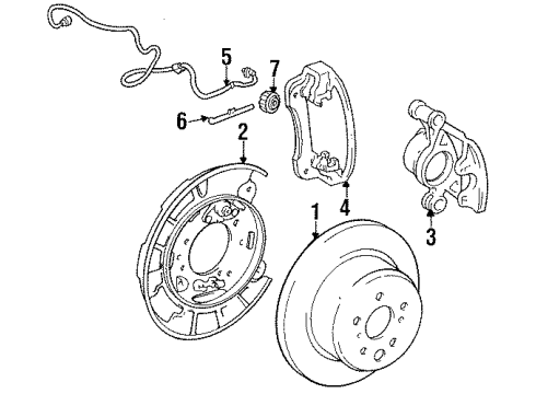 1994 Toyota Previa Rear Brakes Backing Plate Diagram for 47043-28100