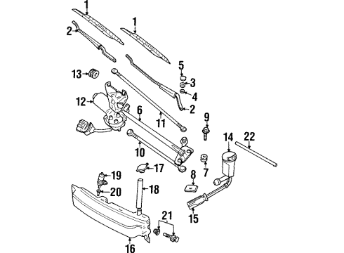 2000 Cadillac Catera Wiper & Washer Components Wiper Arm Nut Diagram for 11096722