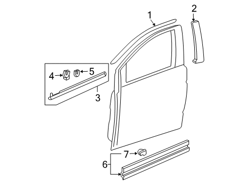 2008 Honda Pilot Exterior Trim - Front Door Protector Assy., R. FR. Door Side *G525M* (DARK SILVER SAGE METALLIC) Diagram for 75302-S9V-A02ZK