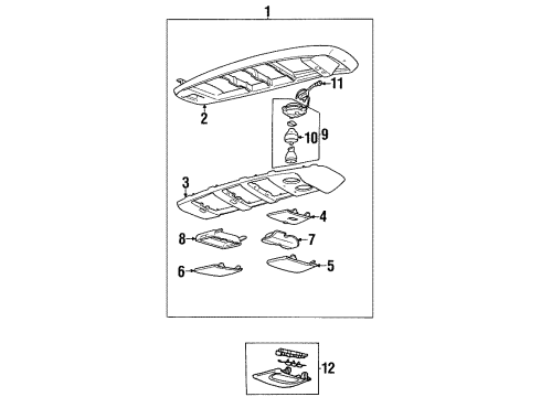 1998 GMC K2500 Suburban Overhead Console Harness-Roof Console (W/Lamps & Switches)*W/L*W/Lamps & Switch Diagram for 12471672