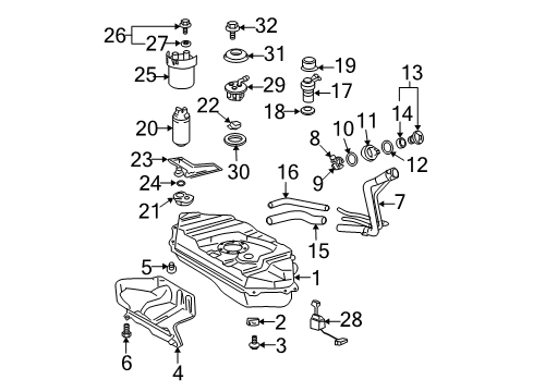 2004 Scion xB Fuel Supply Hose, Fuel Tank To Filler Pipe Diagram for 77213-52110