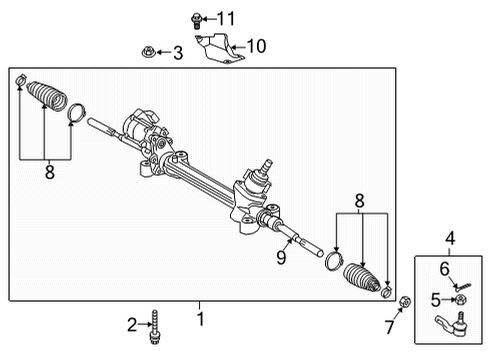 2021 Toyota Sienna Steering Column & Wheel, Steering Gear & Linkage Gear Assembly Diagram for 44250-08110