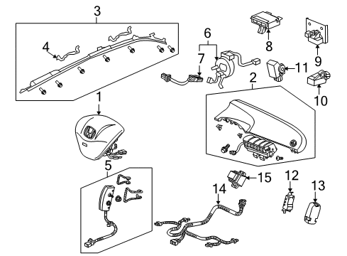 2012 Honda Fit Air Bag Components OPDS Unit Diagram for 81169-TK6-A21