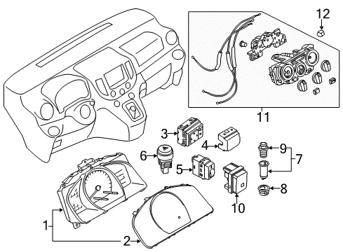 2016 Nissan NV200 Cluster & Switches, Instrument Panel Control Assembly Diagram for 27510-3LM5A