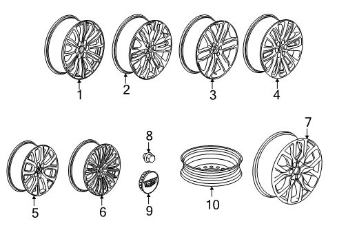 2017 Cadillac XT5 Wheels Spare Wheel Diagram for 23464013