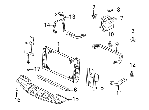 2001 Cadillac Seville Radiator & Components Reservoir Tank Diagram for 25635588