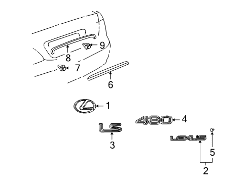 2005 Lexus LS430 Exterior Trim - Trunk Lid Luggage Compartment Door Name Plate, No.2 Diagram for 75441-50070