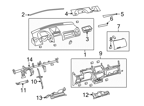 2010 Scion xD Cluster & Switches, Instrument Panel Cushion Diagram for 55355-52160