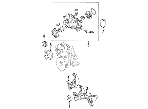 1995 Dodge Ram 3500 Water Pump, Belts & Pulleys Bracket-Air Pump And TENSIONER Diagram for 53005621AB