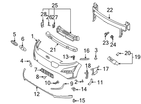 2022 Hyundai Kona Electric Bumper & Components - Front AIR DUCT-FR BUMPER, LH Diagram for 86543-K4AA0