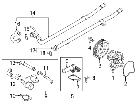 2015 Kia K900 Water Pump Pipe Assembly-Water Outlet Diagram for 25490-3F300