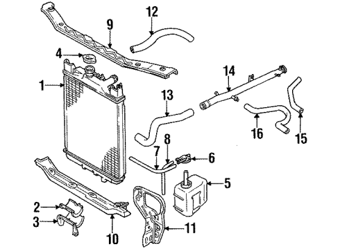 1994 Geo Metro Radiator & Components Cap Diagram for 96051840