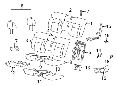 2008 Ford F-150 Front Seat Components Center Cover Diagram for 5L3Z-1862900-NA