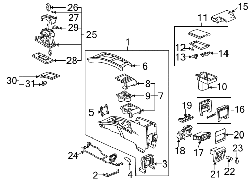 2004 Cadillac SRX Front Console Shifter Diagram for 15146474