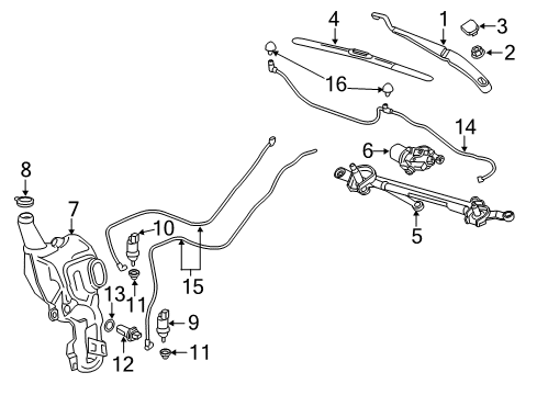2020 Buick Enclave Wiper & Washer Components Front Arm Diagram for 84142867