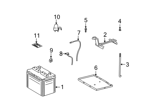 2007 Toyota Highlander Battery Hold Down Mount Bolt Diagram for 90119-06490