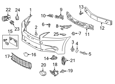 2013 Lexus GS450h Front Bumper Sensor, Ultrasonic Diagram for 89341-76010-D1