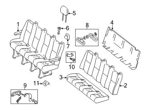 2009 Dodge Sprinter 3500 Rear Seat Components Rear Seat Cushion Diagram for 1MY231E7AA