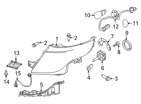2015 Ford Explorer Headlamps Composite Assembly Diagram for DB5Z-13008-A