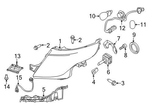 2015 Ford Explorer Headlamps Composite Assembly Diagram for DB5Z-13008-B