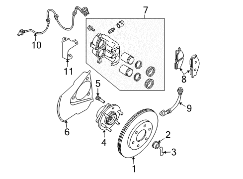 2021 Nissan Frontier Front Brakes Pad Kit - Disc Brake Diagram for D1060-9BT0A