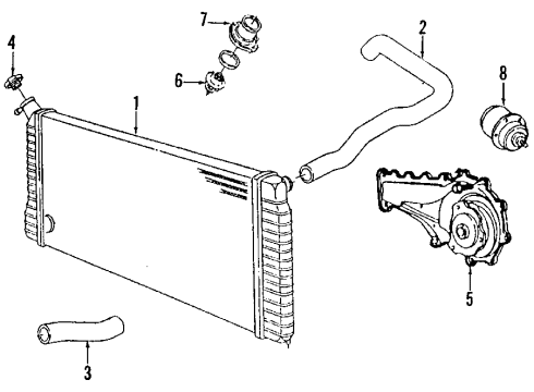 1986 Buick Riviera Cooling System, Radiator, Water Pump, Cooling Fan Hose Diagram for 25522875