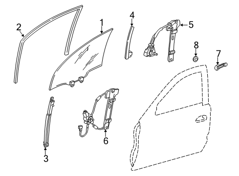 2000 Honda Civic Front Door Channel, Left Front Door Run Diagram for 72275-S04-003