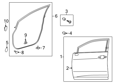 2014 Lexus RX350 Front Door Weatherstrip, Front Door, RH Diagram for 67861-0E030