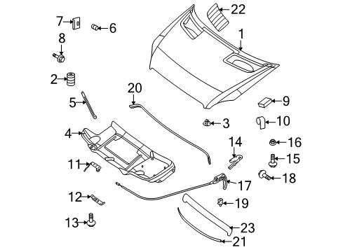 2008 Dodge Sprinter 3500 Hood & Components, Exterior Trim Cable-Hood Release Diagram for 68009853AA