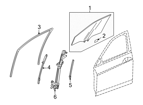 2010 Honda Accord Front Door Channel, Left Front Door Run Diagram for 72275-TE0-A02