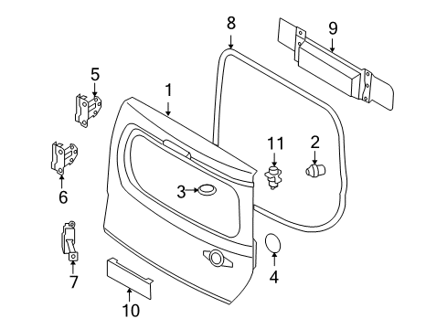 2012 Nissan Cube Back Door - Door & Components Hinge Assy-Back Door Diagram for 90400-1FA0A